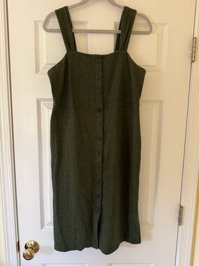 Madewell Olive Green Button-Down Midi Dress